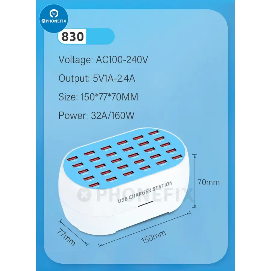 30 Port Charger USB Data Hub 160W Multiport Charging Dock Station