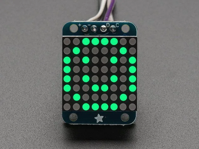 Adafruit Mini 0.8" 8x8 LED Matrix w/I2C Backpack - Pure Green