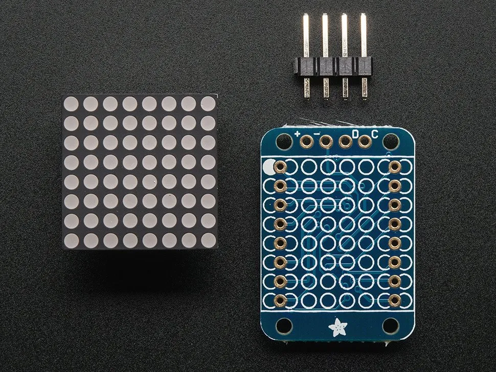 Adafruit Mini 0.8" 8x8 LED Matrix w/I2C Backpack - Pure Green