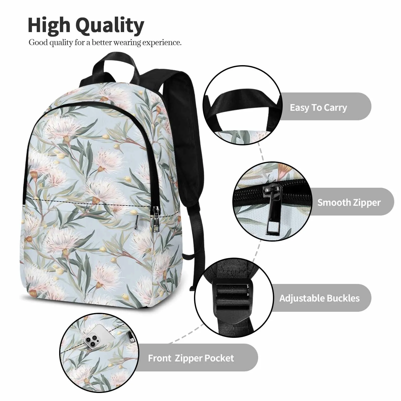 Australian Floral Blue Adult Casual Backpack