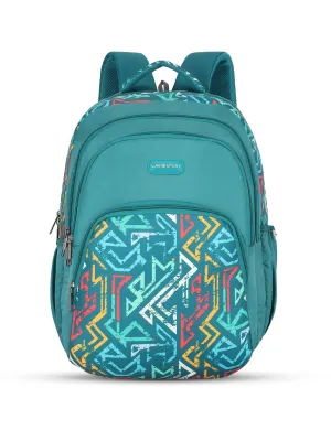 Lavie Sport Vector 39L Printed School Unisex Backpack with Rain cover for Boys & Girls Teal