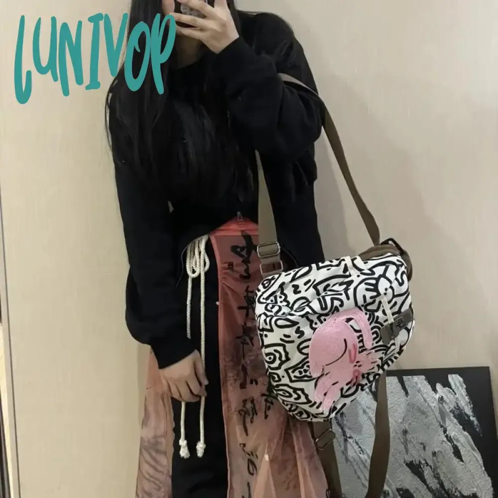 Lunivop Cute Cat Backpack Women Patchwork Fashion Large Capacity University Backpack Harajuku Daily New Female Designer Luxury Bag