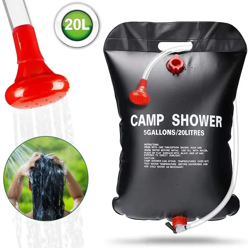 Portable Shower Bag for Camping 5 gallons/20L Solar Shower Bag for Outdoor Traveling Hiking