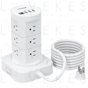 Surge Protector Power Strip Tower - 12 Widely Outlets with 4 USB Ports (1 USB C), 6FT Heavy Duty Extension Cord, Flat Plug, Multi Plug Outlet Extender Overload Protection for Home Office Dorm